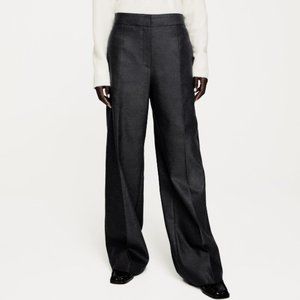 NWT Zara Size M Gray Wide Leg Trousers Linen Blend